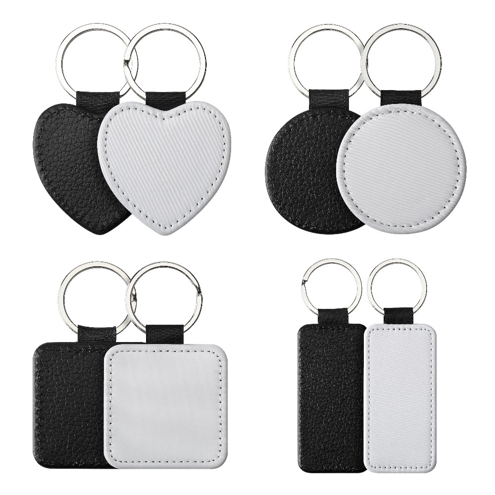 Llaveros en blanco de sublimación, etiquetas de identificación de transferencia de calor DIY, llaveros de sublimación, creativos, llavero de cuero PU