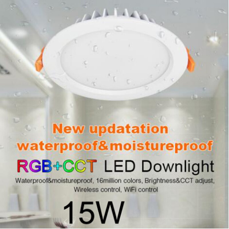 AC 85-240V Mi Light RGB CCT dimmable 2.4G LED Downlight Round Panel Ceiling Lamp Aluminum 6W 12W 15W RGBW led recessed downlight: 15W RGB CCT