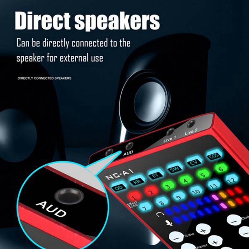 A1 Bluetooth Sound Card Adjustable Noise Reduction Dual DSP Audio Processing Portable Sound Card With Colorful Lights