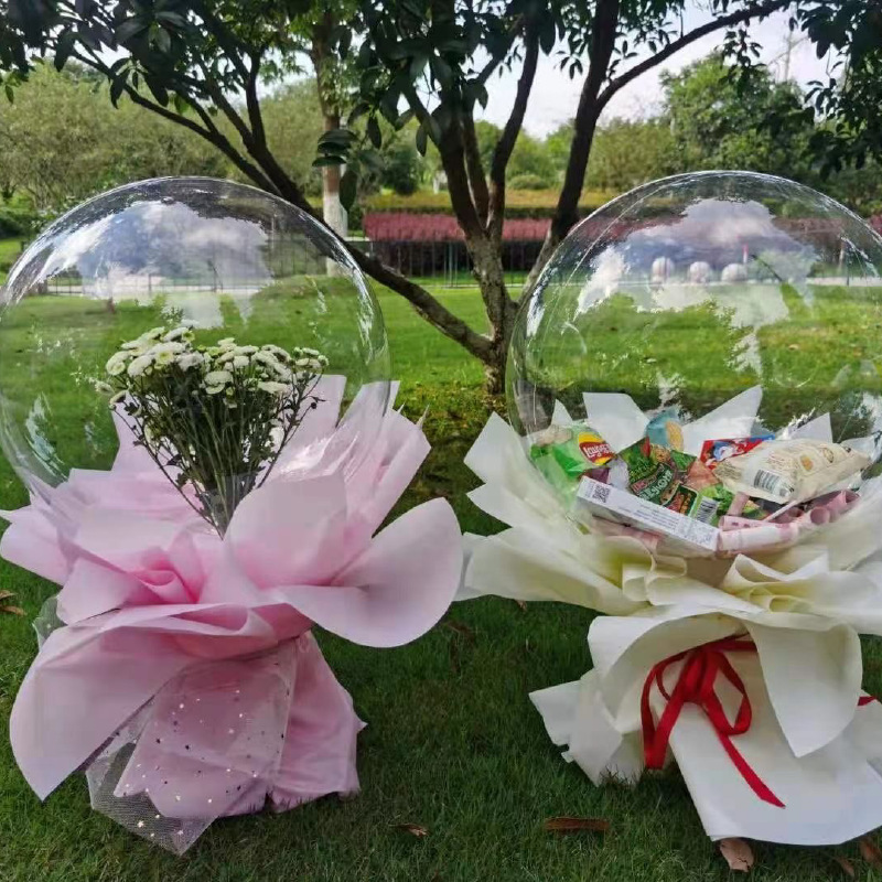 5-50pcs Wide Neck Bubble Balloons Bobo Balloon Pre Stretched Stuffed No Need Balloon Stuffing Machine Anniversary Birthday