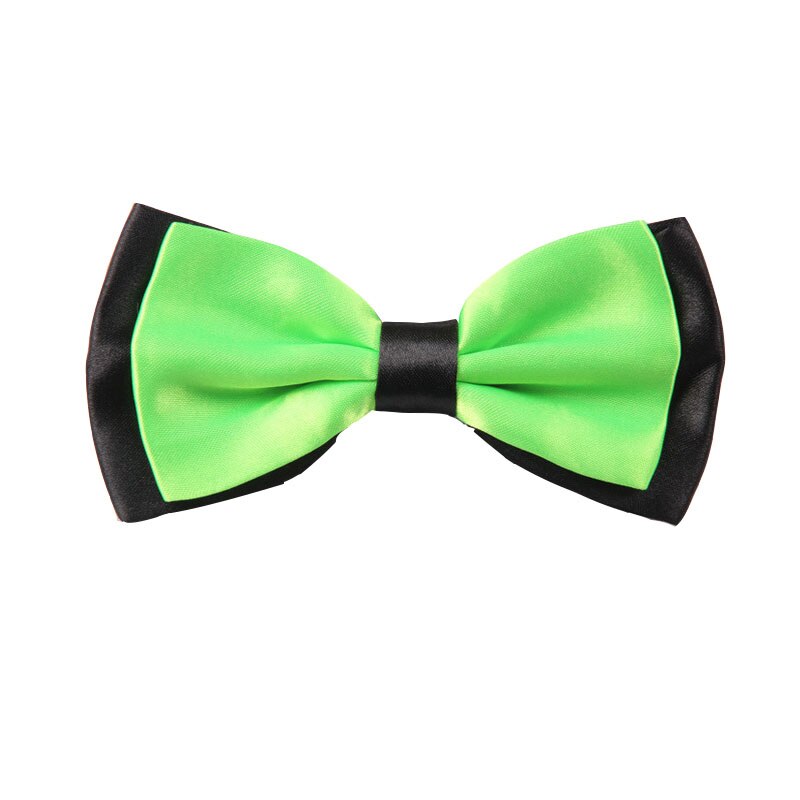 Adult Bowtie Classic Man Wedding Party Formal Satin Silk Multicolor Adjust Neck Bow tie style Clip-On: Apple Green