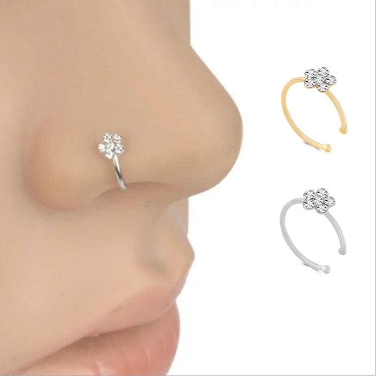 1 stück farbiger Titan-nasenring, goldfarbener körperclip Ich bin creolen-stil, glänzend, für damen-septum-durchbohren