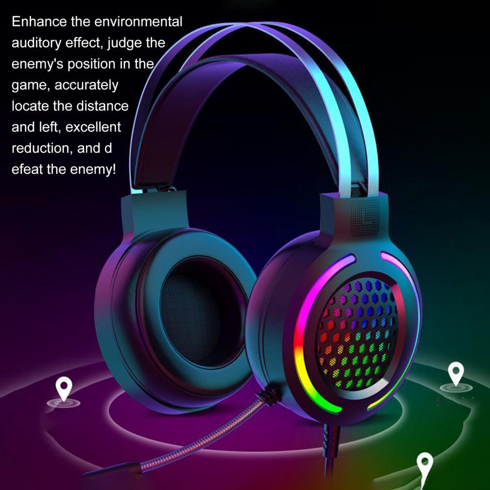 M12 Noise Reduction RGB Lighting 7.1 USB Wired Headphone Gaming Headset with Microphone for Desktop Computer Laptop