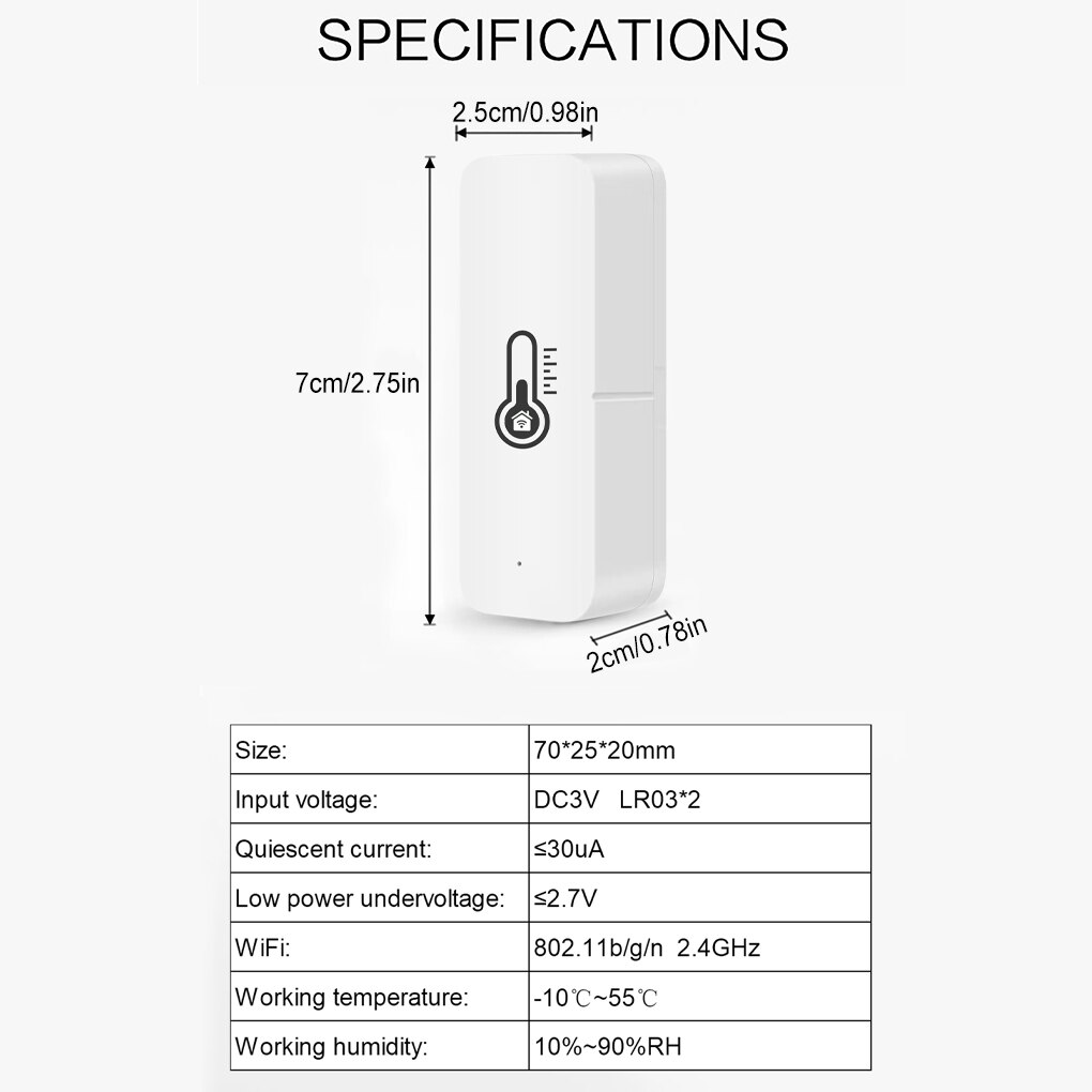 Tuya Electric Temperature Humidity Sensor Indoor Bedroom Hygrometer Wireless Detector Alarm Hotel Home Intelligent Supplies WiFi