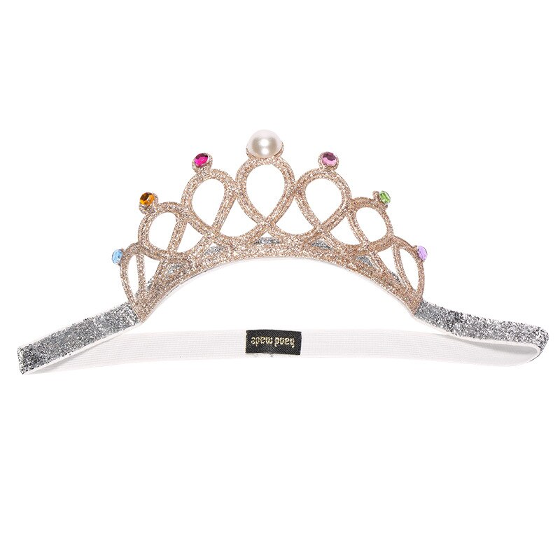 1pcs Glitter Rhinestone Crown Headband Girls Kids Child Rhinestones Princess Headband Elastic Hair Crown Tiara: 03