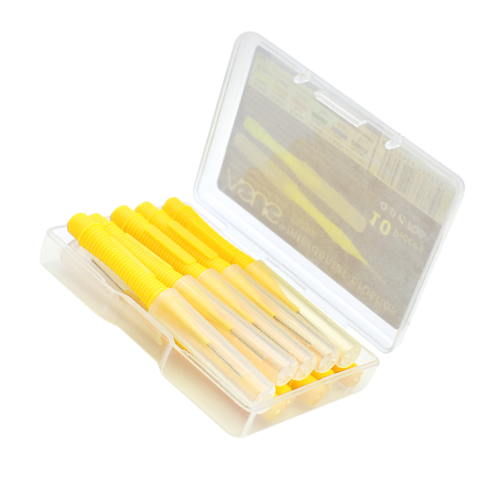 1 Set of 10pcs Interdental Brushes Between Teeth Floss Pick Care Brushes (Yellow)