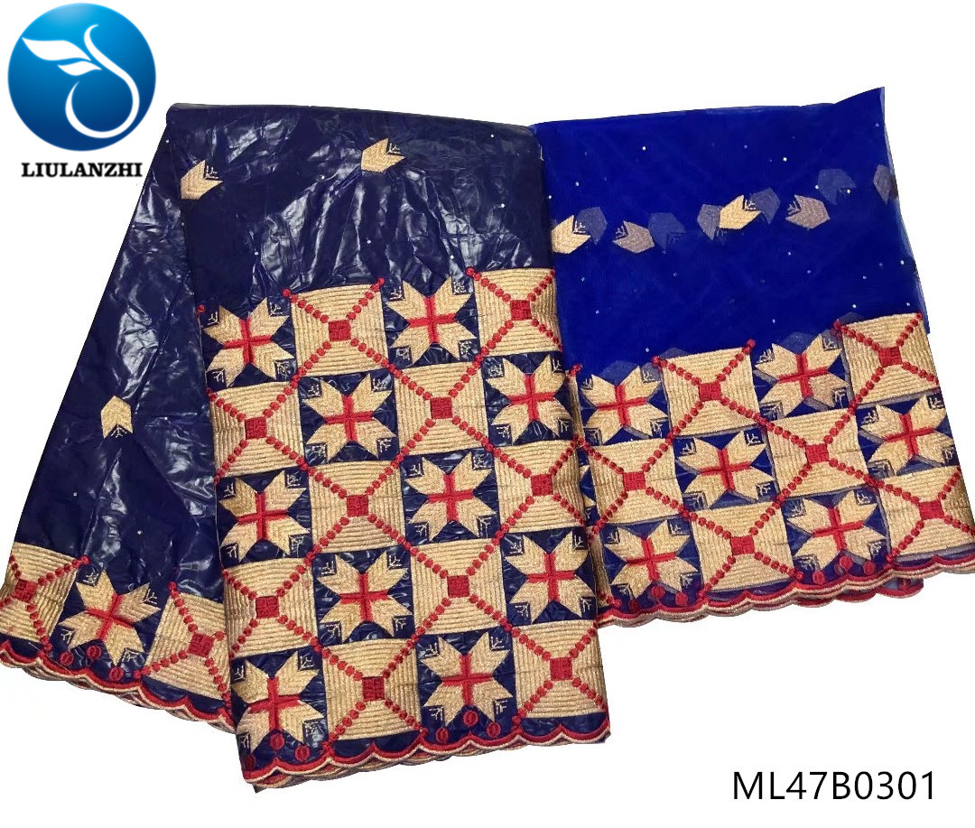 Liulanzhi Bazin Veters Stof Afrikaanse Kant Stof Bazin Riche Getzner Stof Jurk Voor Vrouwen 7Yards/lot ML47B03: ML47B0301