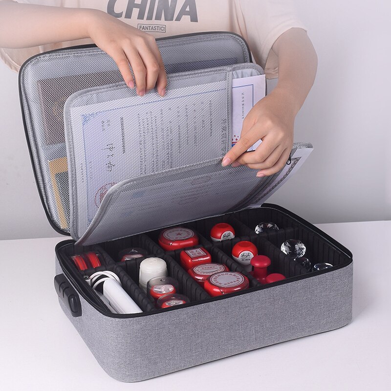 Large Briefcase Document Bag Waterproof Business Official Seal Organizer Files Folder Ticket Card Travel Office Accessories Item