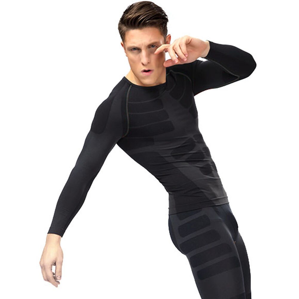 Men Compression Layer Base Long Sleeve T-shirt Sports Gear Shirts Fitness GYM Tops M-XL: H / M