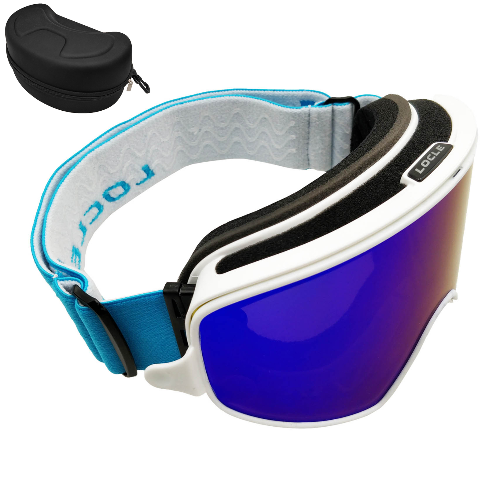 Locle Magnetische Skibril 2 In 1 Mannen Vrouwen Snowboard Bril Skiën Bril Brillen Sneeuw Anti-Fog Ski Masker: Blue and Box