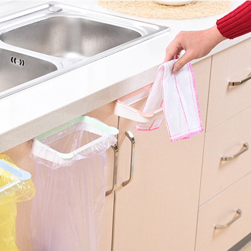 Plastic Hanging Kitchen Cupboard Door Garbage Bags Holder Portable ABS Waste Bag Racks Rubbish Bag Holder Home Kitchen Organizer