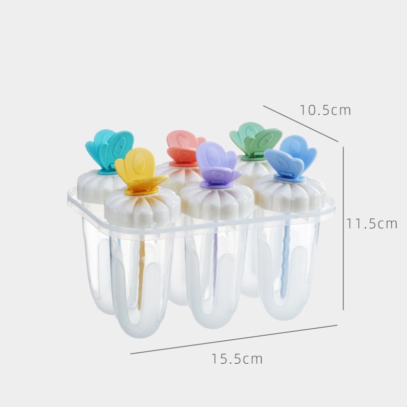 1 Pcs Household Six-hole Plastic Ice Mold Summer Homemade Ice Cream Popsicle Rocket Type Popsicle Mold With Handle
