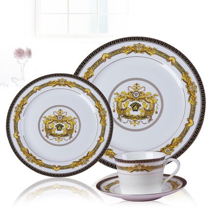 European Style Luxury Dishes Bone China Ceramic Flat Steak Dinner Plates Tableware Plate Western Clubhouse Upscale Tableware