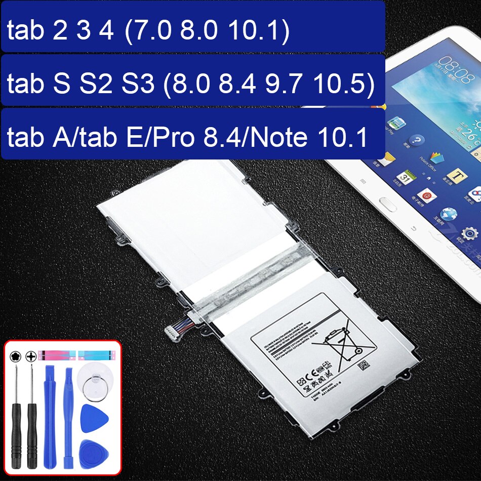 Tablet Battery For Samsung Galaxy Tab 2 3 4/Tab S S2 S3/tab A/tab E (7.0 8.0 8.4 9.6 9.7 10.1 10.5) For Pro 8.4/Note 8 10.1 12.2