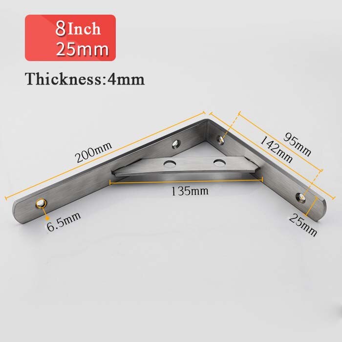 Shelf L Bracket Tripod Triangle Stainless Steel Solid Shelf Support Corner Brace Joint Right Angle Bracket Corner Shelf Support: 8
