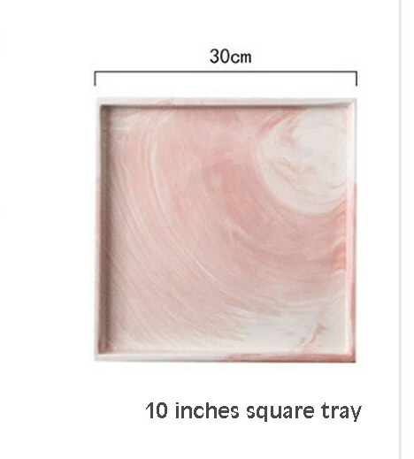 Nordic Pink Ceramic Storage Box Tray Marble Pattern Bedroom Jewelry Storage Board Kitchen Tableware Living Room Decoration: 4