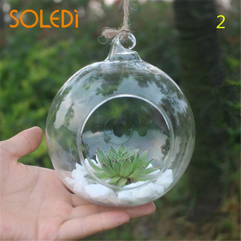 DIY Round Hanging Glass Vase Flower Pot Transparent Glass vase Hydroponic Container wedding Table Wall Garden Decoration