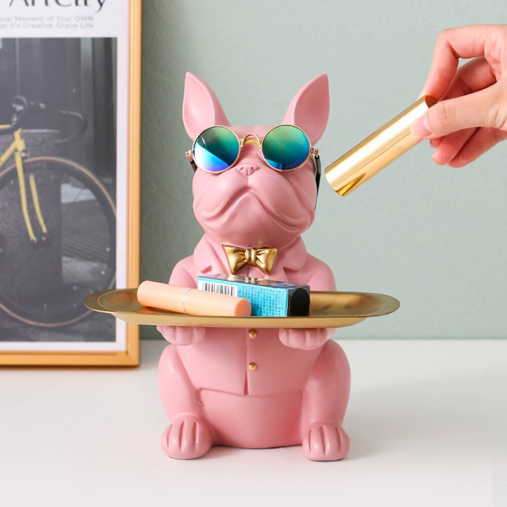 Nordic buldog francuski rzeźba figurka psa statua biżuteria przechowywania tabeli dekoracji prezent pas płyta okulary taca Home Art statua