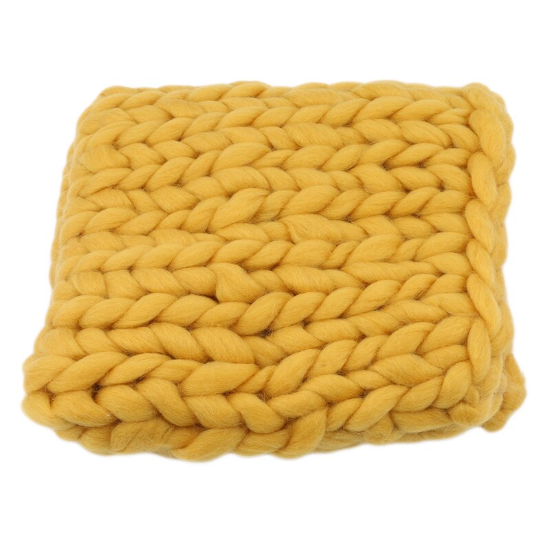 Gebreide Wollen Gehaakte Baby Deken Pasgeboren Fotografie Props Chunky Knit Deken Mand Filler: yellow