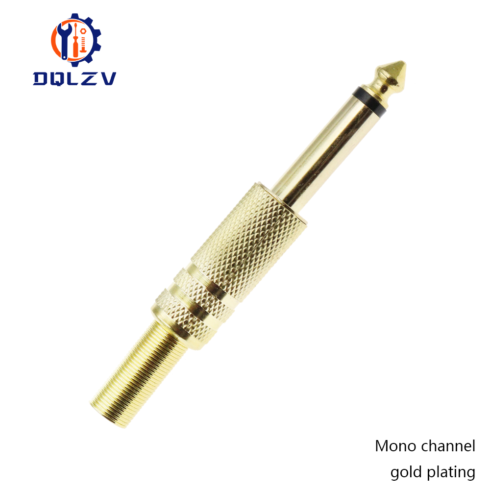 Adaptador de conector de Audio Mono macho, conector Jack dorado de 6,35 MM, conectores estéreo de Audio de soldadura macho de 1/4 pulgadas: Multicolor / 5-9 Unids
