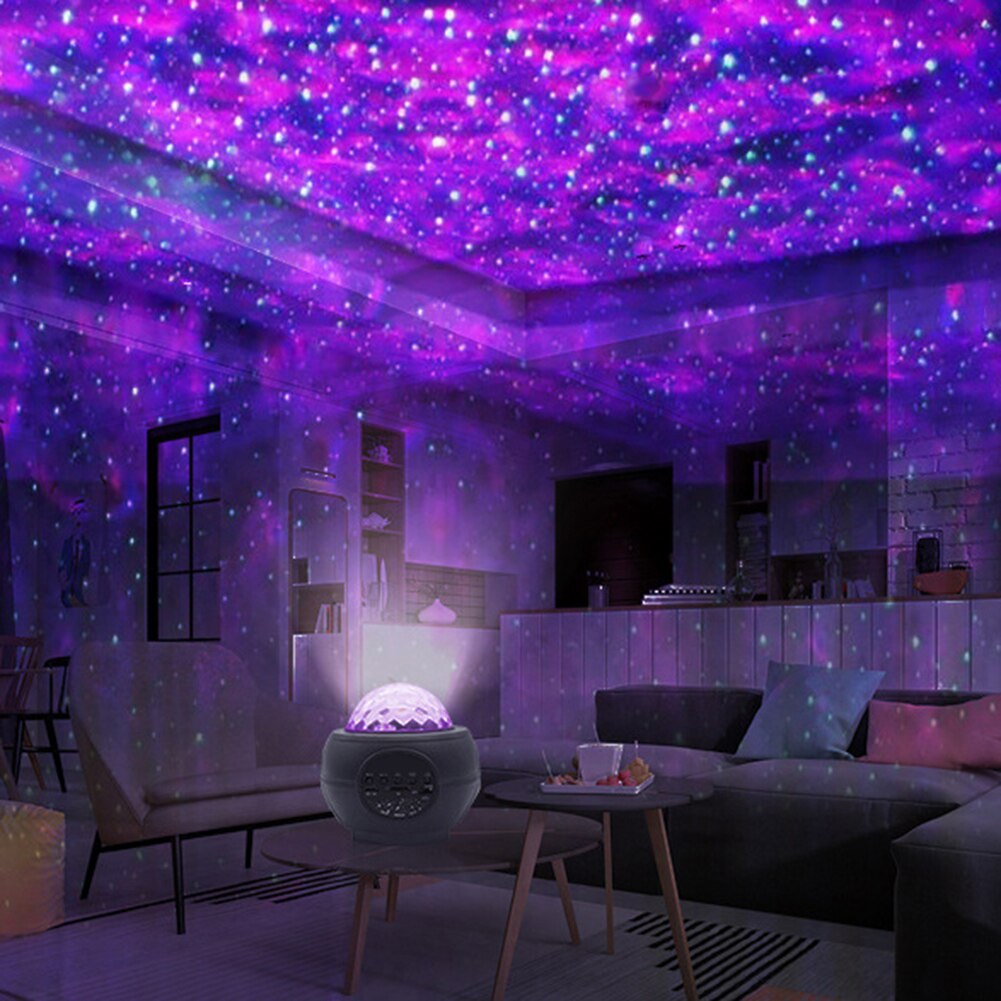Projector Galaxy Lamp Adjustable Multiple Lighting Starry Sky Water Wave Bluetooth Voice Control LED Night Light