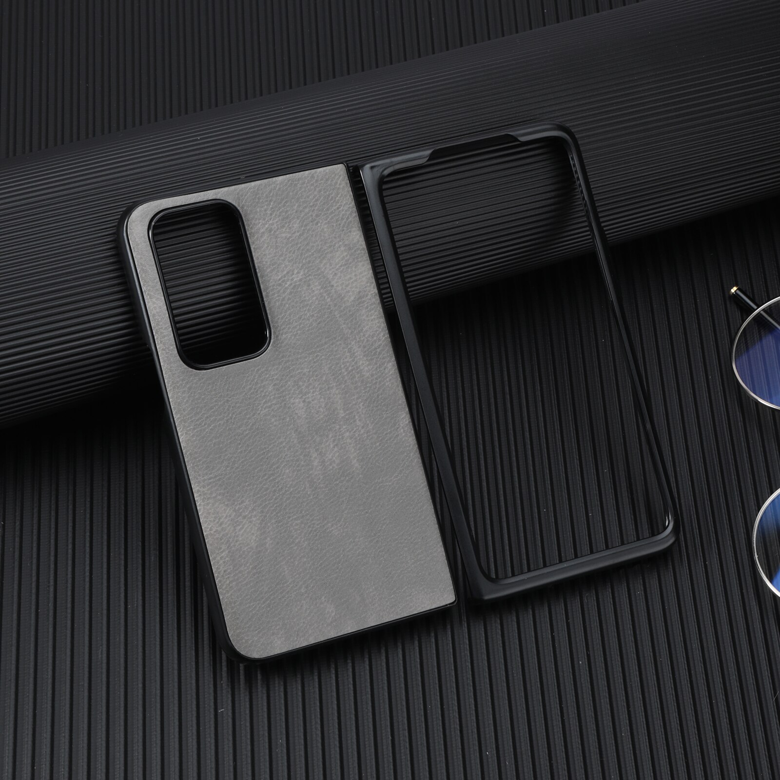 Case Voor Oppo Vinden N Premium Pu Leather Back Hard Shoockproof Cover Voor Oppo Vinden N PEUM00: Grey