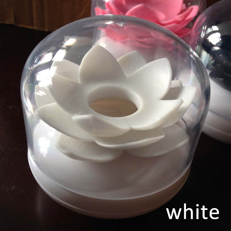 Porte-coton 2 en 1 distributeur de q-tip en forme de Lotus porte-coton support pour cure-dents: WHITE