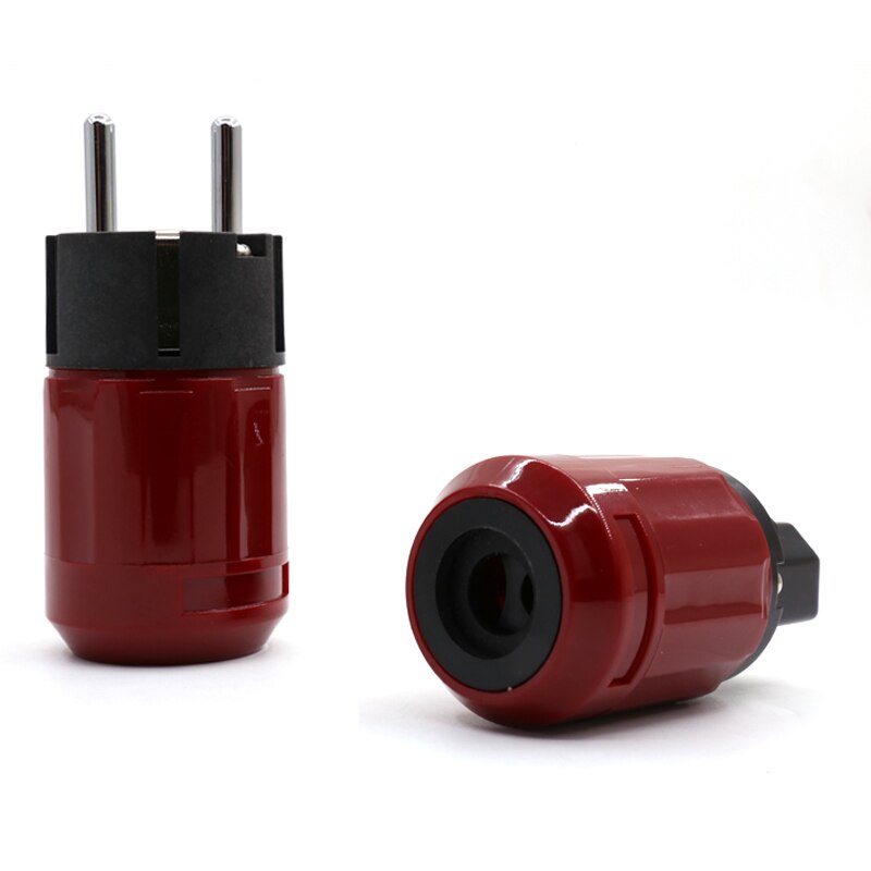 DIY EU Schuko Plug + IEC Connector - Rhodium Plated Brass - for Audio Power Cable
