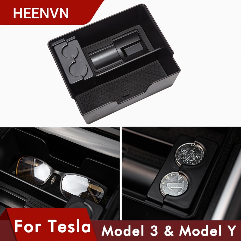 Heenvn modell 3 bil sentral oppbevaringsboks til tesla modell 3 y tilbehør oppbevaring rydding midtkonsoll organisator modell tre