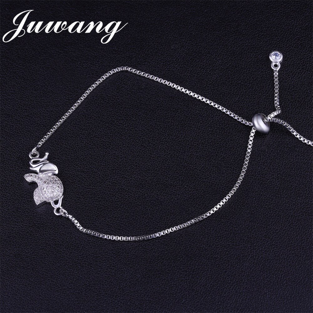 JUWANG Cute Animal Elephant Charm Bracelet Adjustable Chain Link Woman Girl Bracelets & Bangles Cubic Zircon Jewelry