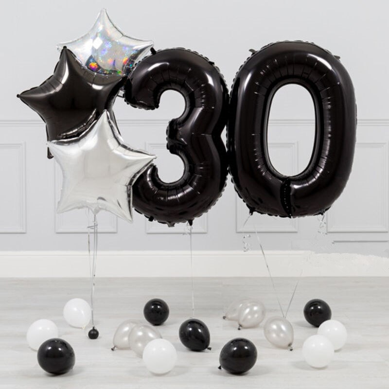 40inch Wedding Decoration Black Digital Balloon 18th Birthday Party Giant Number Balloon Baby Shower Balloon
