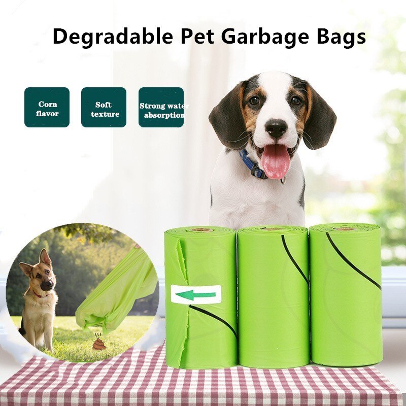 5/8/10 rollen groene biologisch afbreekbare hondenpoepzakjes afvalzak, maïszetmeelvriendelijk, composteerbaar, duurzame schoonmaakafvalzak