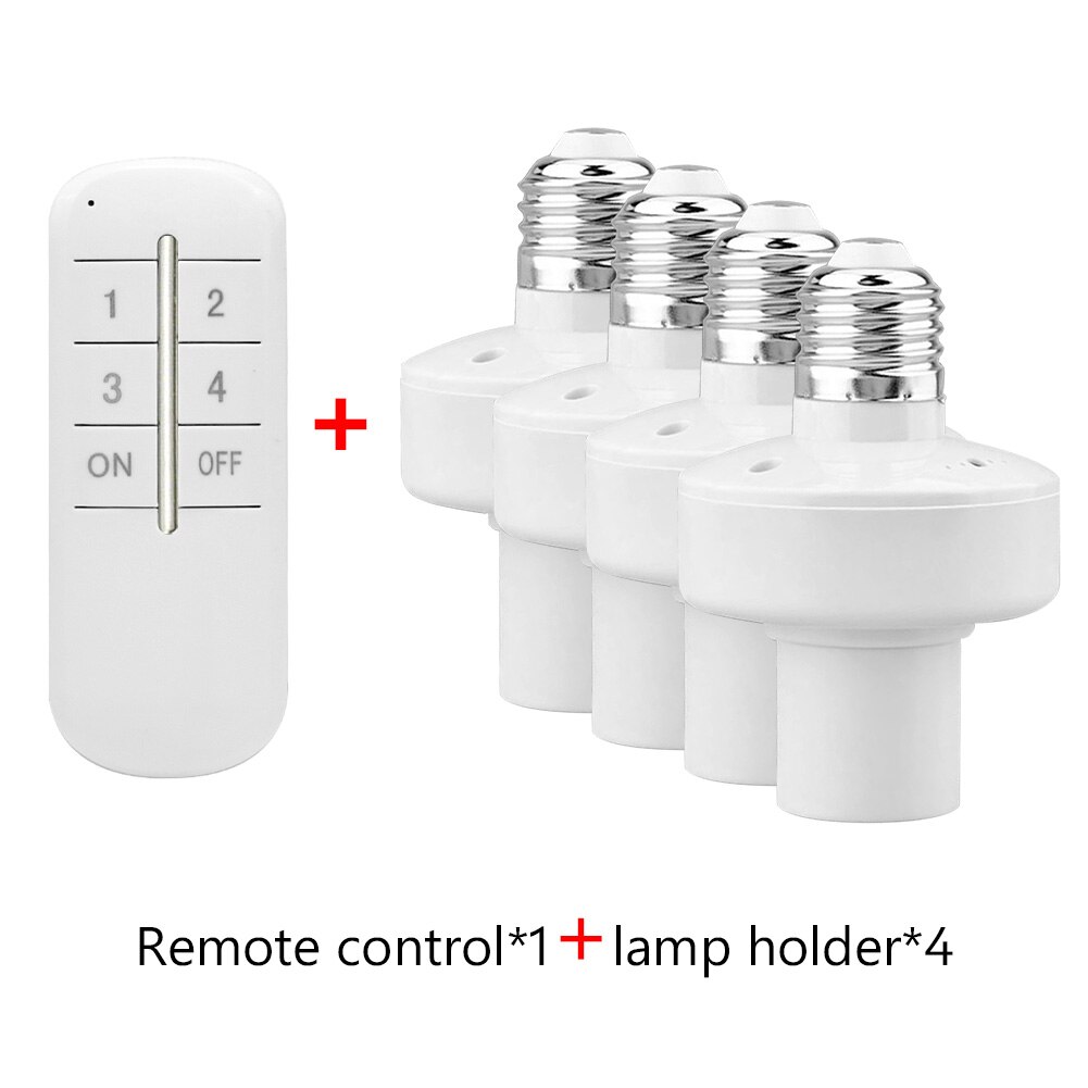 1/2/3/4 * E27 Wireless Remote Control Light Lamp base oN/off Switch Socket Holder 20M Range RC Smart Device 110V 220V: 1 remote 4 holder