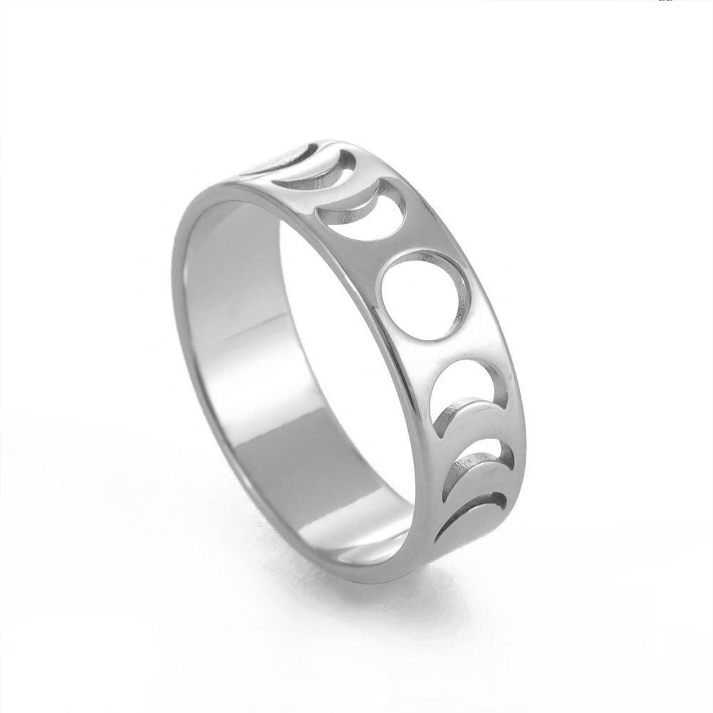 Skyrim – bagues uniques Phase de lune pour femmes, en acier inoxydable, couleur or, croissant de lune, bijoux à la , , 2025: 7 / WHITE