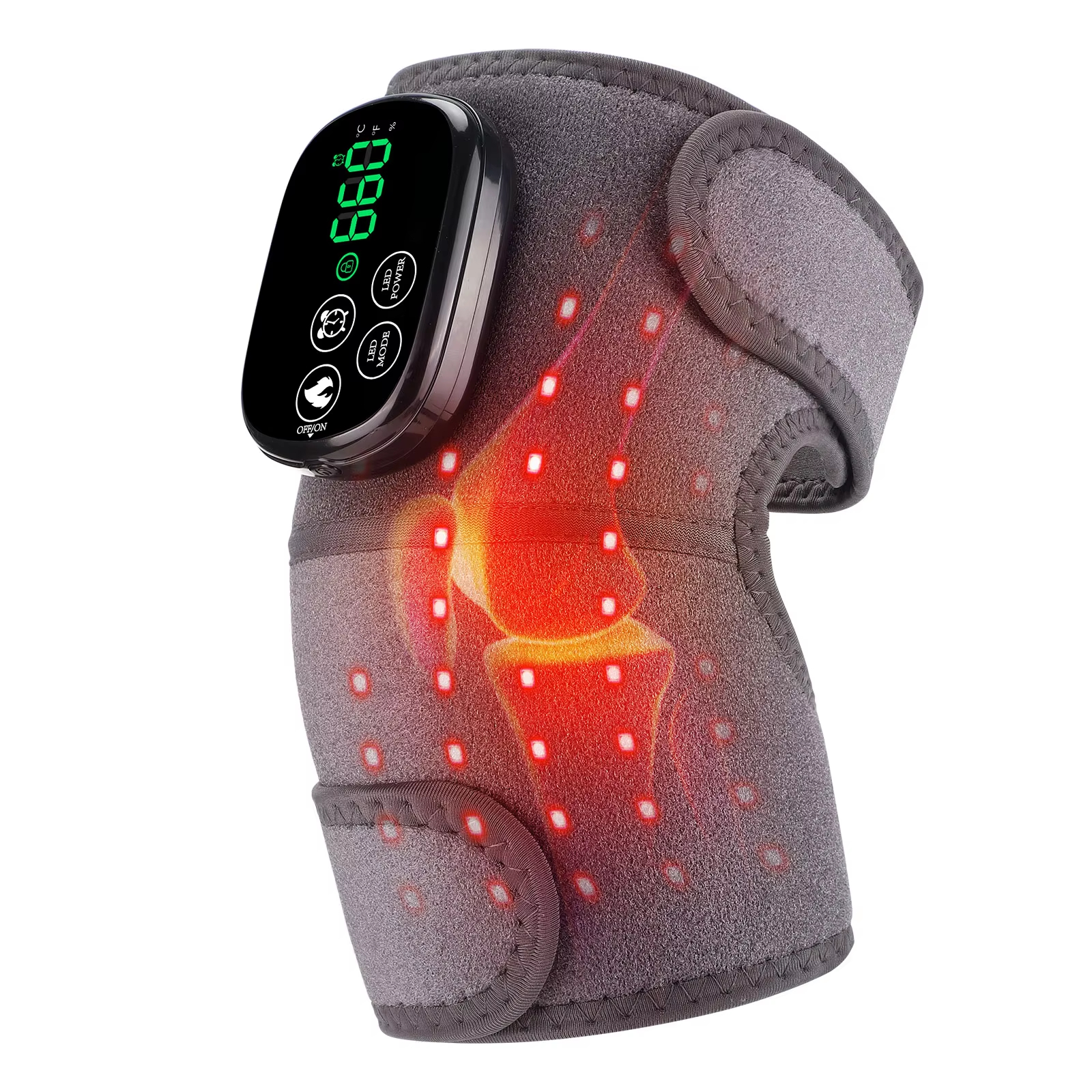 Led-ljusterapi för knämassage 660 x 850nm infraröd värmeknäskydd axelarmbågsmassage för artrit sårläkning: Default Title
