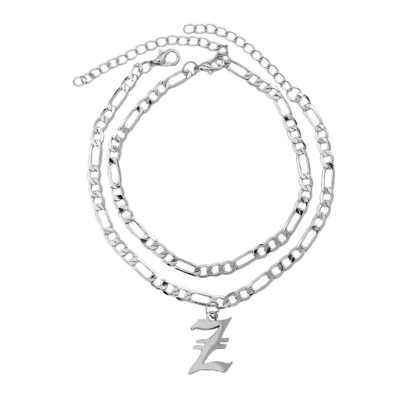 Trendy S-Z Alfabet Enkelbanden Armbanden Voor Vrouwen Zilveren Kleur Alfabet Enkelbandje Zomer Strand Barefoot Voet Sieraden: Z