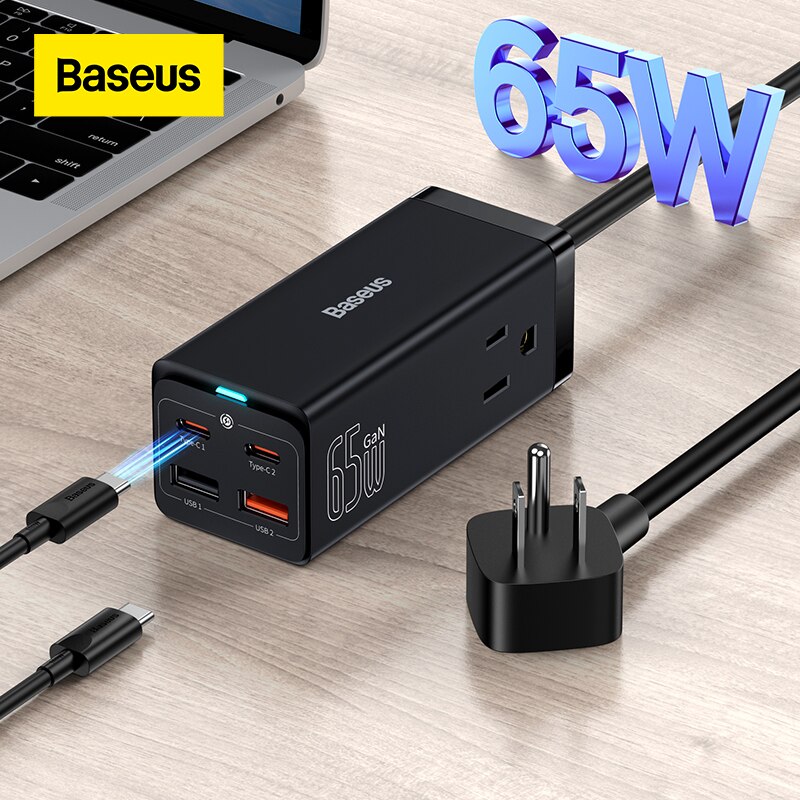 Baseus 65W GaN3 Pro ładowarka biurkowa listwa zasilająca wtyczka amerykańska stacja ładująca szybka ładowarka do iphone 13 12 Xiaomi Samsung Laptop