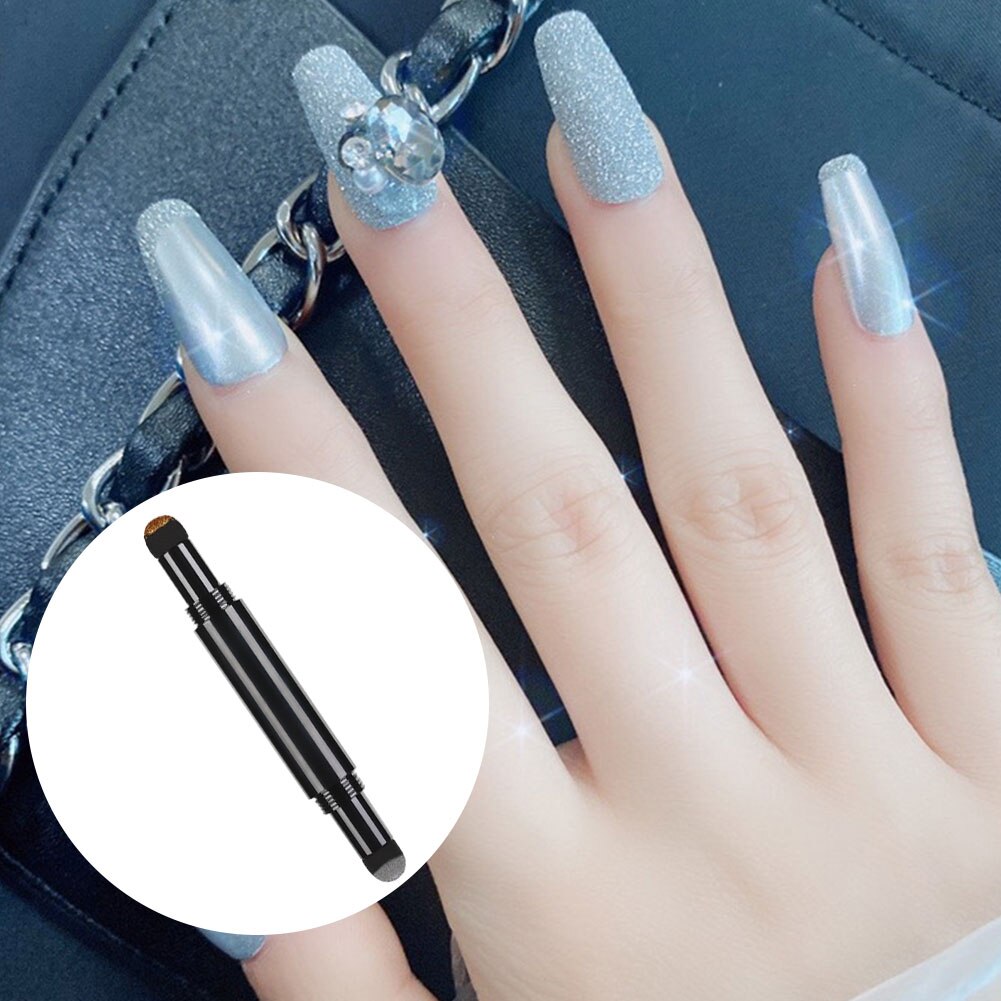 Stylo poudre à ongles effet miroir holographique Double tête coussin d'air stylo poudre bricolage décoration des ongles bâton éponge outils d'art des ongles
