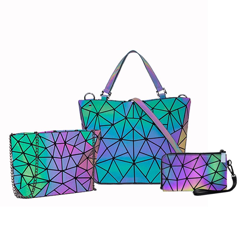 bolso de diamante de YOUSE, bolso de cubo salvaje luminoso para verano, conjunto de tres piezas: Three-piece set