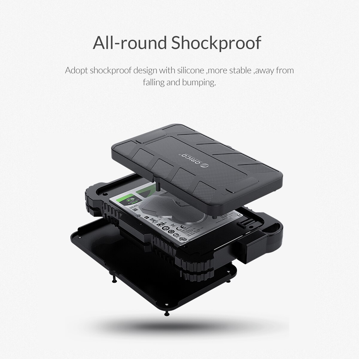 ORICO 2.5 Inch USB3.0 HDD Case With Hook Waterproof Shockproof Dustproof For Outdoor Hard Disk Box For 2.5 Inch HDD SSD