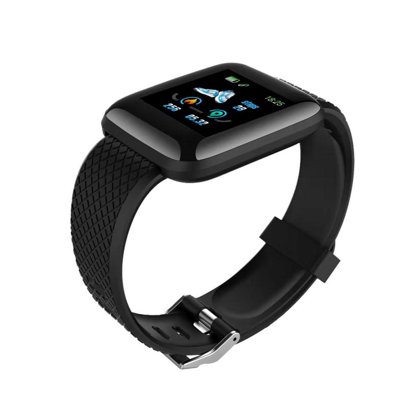 116plus Smart Watch Band Monitor de pulso cardíaco presión arterial Monitor pulsera de Fitness podómetro deportivo pulsera al aire libre: black