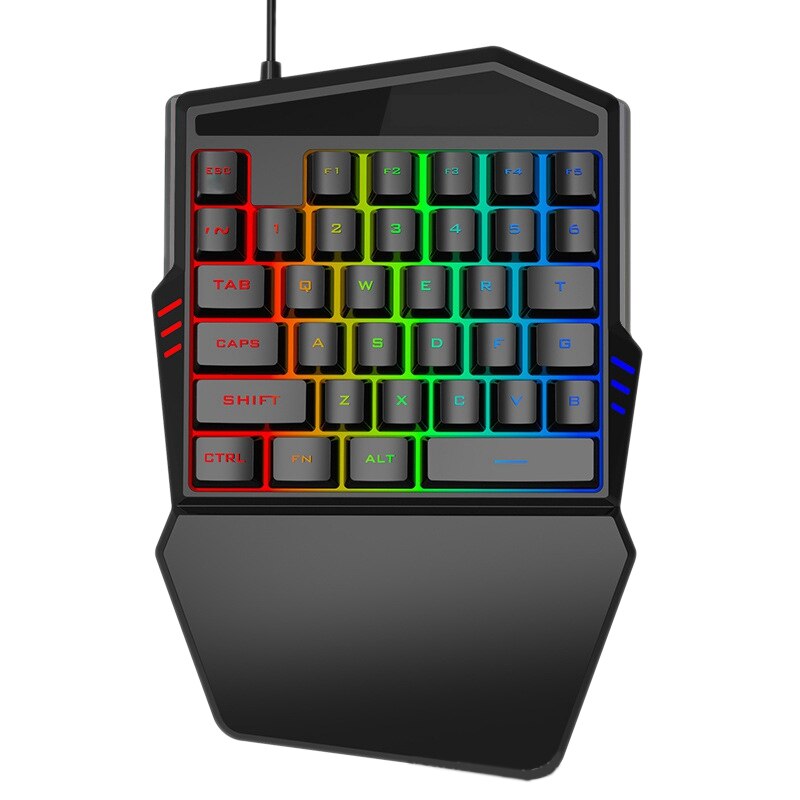 Een Hand Toetsenbord Rgb Gaming Toetsenbord 35 Toetsen Led Linkerhand Mini Toetsenbord Voor Mobiele Game: Default Title