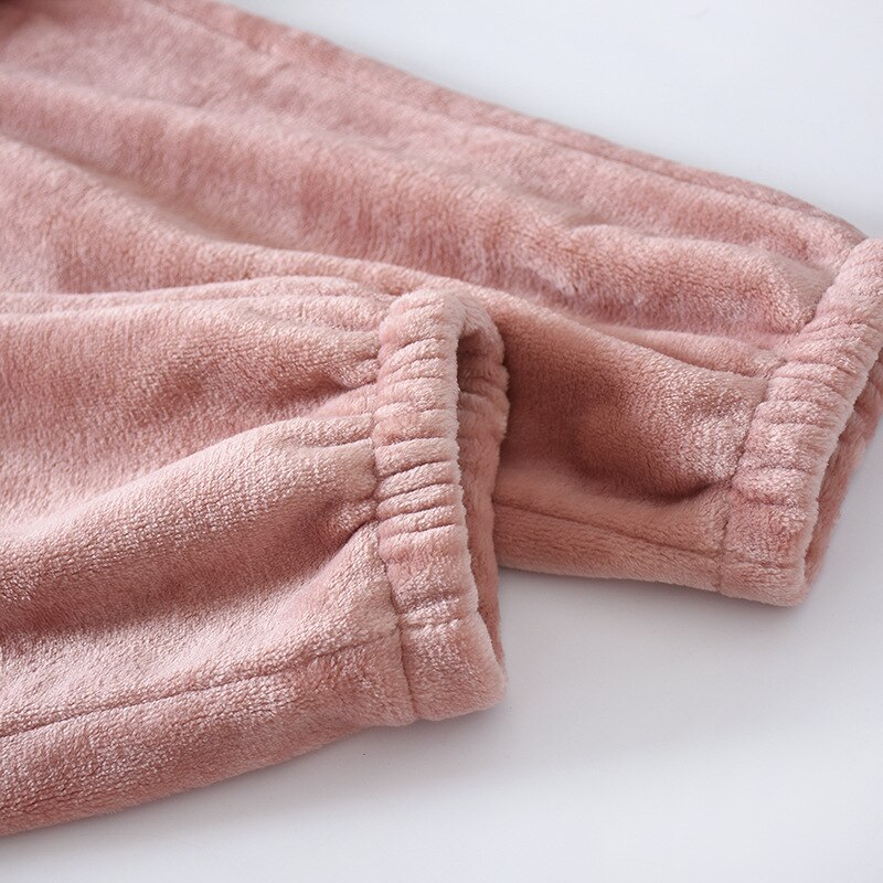 Pantalones holgados de franela para mujer, ropa de estar por casa con cintura elástica, color liso, para amantes del sueño, invierno,