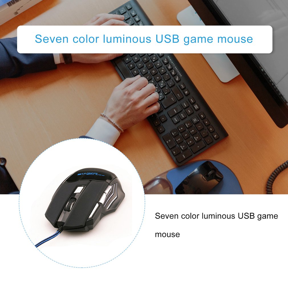 USB 6 Buttons Gaming Mouse 5000DPI LED Optical USB Wired Gamer Mouse 7 Buttons Gamer Computer Mice For Laptop Mice PC