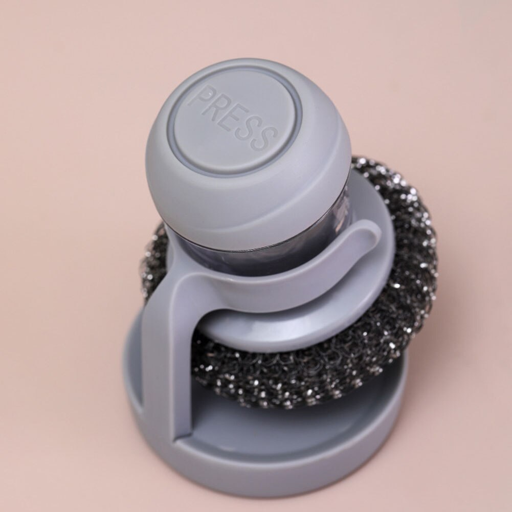 Automatic Liquid Adding Pot Brush Cleaner Household Kitchen Cleaning Tool for Washing Dishes Scrubbers Steel Ball Brushes
