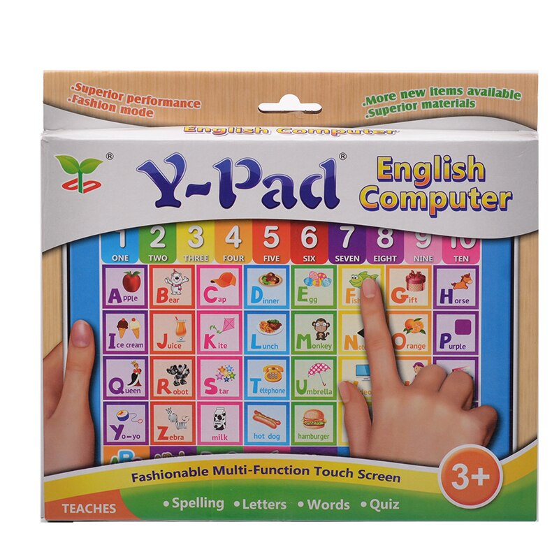 Engelsk abc computer pædagogisk legetøj til børn, ypad læremaskine børn tablet med 10 tal og 26 alfabet lære