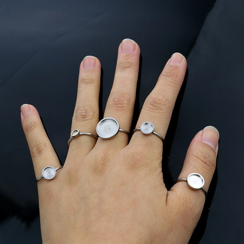 10 Stks/partij Rvs Verstelbare Lege Ring Basis Fit Dia 4/6/8/10/12 Mm cabochons Cameo Instellingen Lade Diy Sieraden Maken Ring