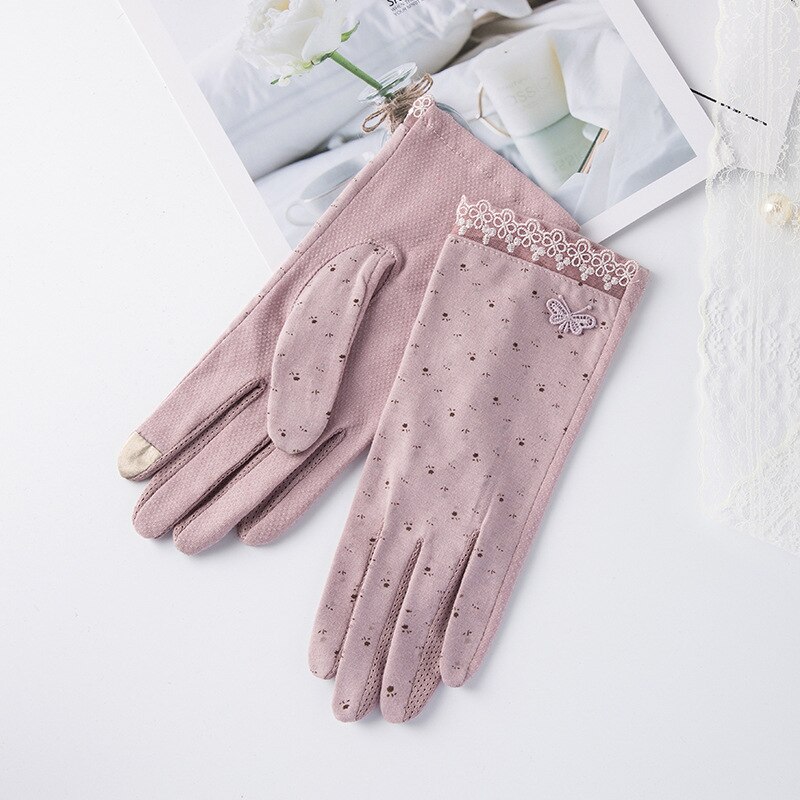 Herbst Frauen Fahren Handschuhe Sommer Atmungsaktive strecken Handschuh Sonnencreme Anti Uv Rutschfeste berühren Bildschirm Handschuh Rosa: Violett
