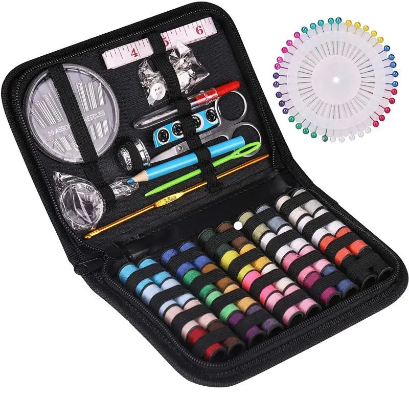 Kit de costura para mamá Abuela Mujeres Hombres Adultos Niños Adolescentes Principiantes Niños Viajero, Suministros de costura portátiles Accesorios: Verde militar