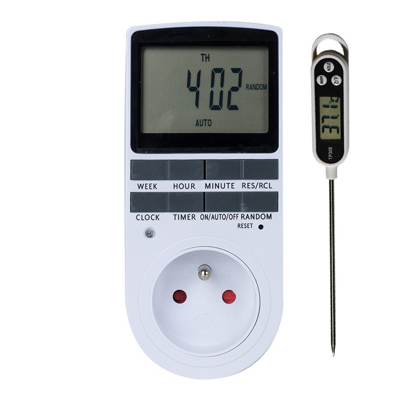 Electronic Digital Timer Switch EUPlug Kitchen Timer Outlet 230V 7 Day 12/24 Hour Programmable Timing Socket Food thermometer